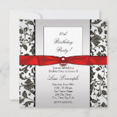 Zwart Stropdas Damask Vrouwen Verjaardagsfeest Kaart (Voorkant)