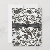 Zwart Stropdas Damask Vrouwen Verjaardagsfeest Kaart (Achterkant)