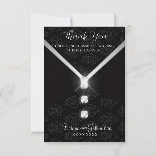 Zwart Stropdas Diamond bedankkaart (Voorkant)