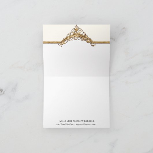 Zwart Stropdas Elegance 2, Golden Dank u Opmerking Bedankkaart (Binnen)