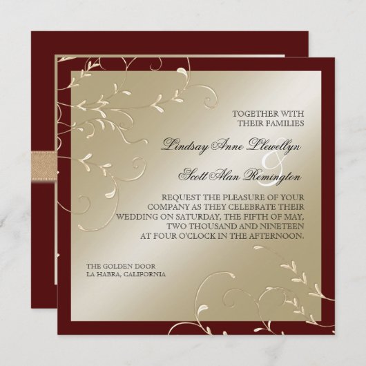 Zwart Stropdas Elegance Champagne Wijn Trouwkaarte Kaart (Voorkant / Achterkant)