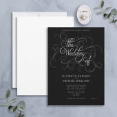 Zwart Stropdas Elegant Black & Silver Script Wedde Kaart