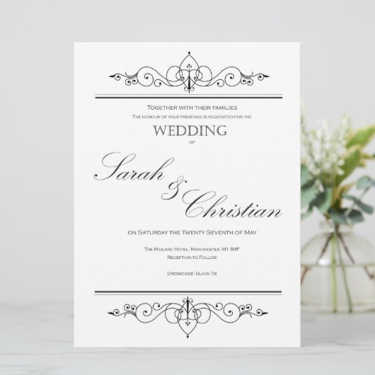 Zwart Stropdas - Elegant Simple - Weddenschap - Ui Kaart (Staand voorkant)