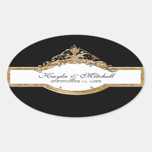 Zwart Stropdas Elegantie 2, Golden bijpassende Sti Ovale Sticker