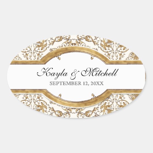 Zwart Stropdas Elegantie 2, Golden bijpassende Sti Ovale Sticker (Voorkant)