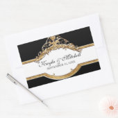 Zwart Stropdas Elegantie 2, Golden bijpassende Sti Rechthoekige Sticker (Envelop)