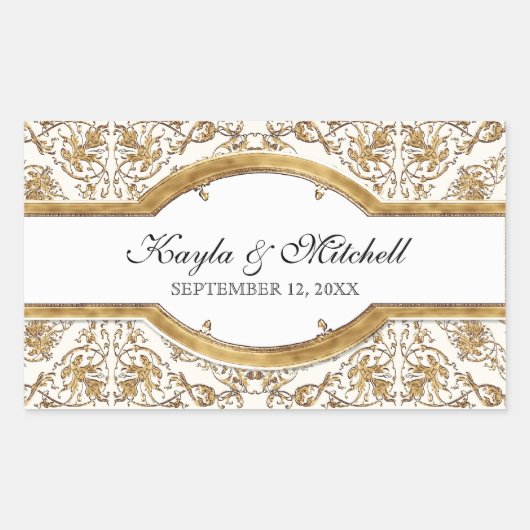 Zwart Stropdas Elegantie 2, Golden bijpassende Sti Rechthoekige Sticker (Voorkant)