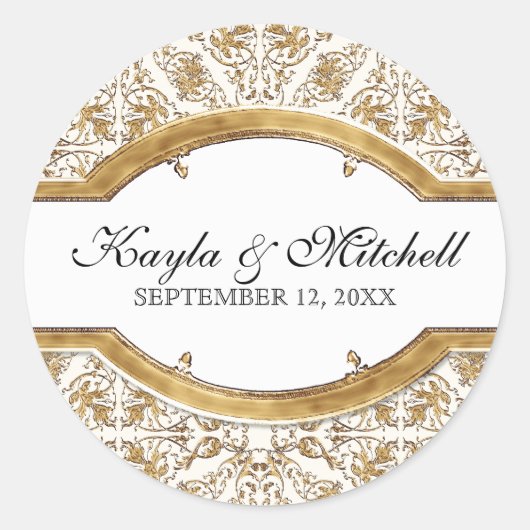 Zwart Stropdas Elegantie 2, Golden bijpassende Sti Ronde Sticker (Voorkant)