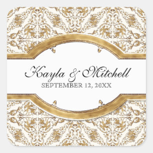 Zwart Stropdas Elegantie 2, Golden bijpassende Sti Vierkante Sticker