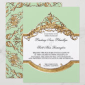 Zwart Stropdas Elegantie 2, Golden Wedding Invitat Kaart (Voorkant / Achterkant)