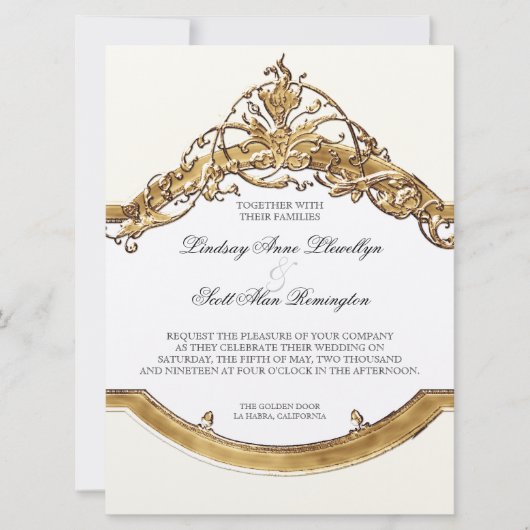 Zwart Stropdas Elegantie 2, Golden Wedding Invitat Kaart (Voorkant)