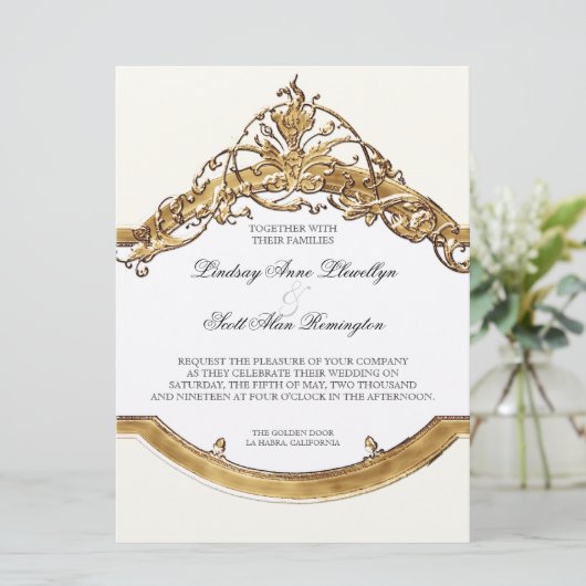 Zwart Stropdas Elegantie 2, Golden Wedding Invitat Kaart (Staand voorkant)