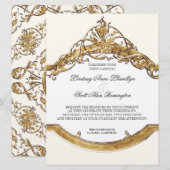Zwart Stropdas Elegantie 2, Golden Wedding Invitat Kaart (Voorkant / Achterkant)