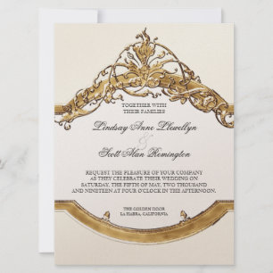 Zwart Stropdas Elegantie 2, Golden Wedding Invitat Kaart