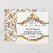 Zwart Stropdas Elegantie 2, Golden Wedding Invitat Kaart (Voorkant / Achterkant)
