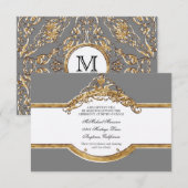 Zwart Stropdas Elegantie 2, Golden Wedding Recepti Kaart (Voorkant / Achterkant)