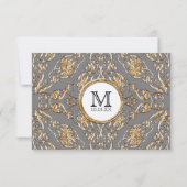 Zwart Stropdas Elegantie 2, Golden Wedding Recepti Kaart (Achterkant)