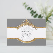 Zwart Stropdas Elegantie 2, Golden Wedding Recepti Kaart (Staand voorkant)