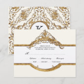 Zwart Stropdas Elegantie 2, Golden Wedding RSVP-Ka RSVP Kaartje (Voorkant / Achterkant)