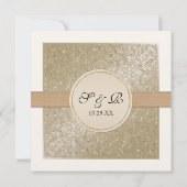 Zwart Stropdas Elegantie, Champagne Cream Trouwkaa Kaart (Achterkant)