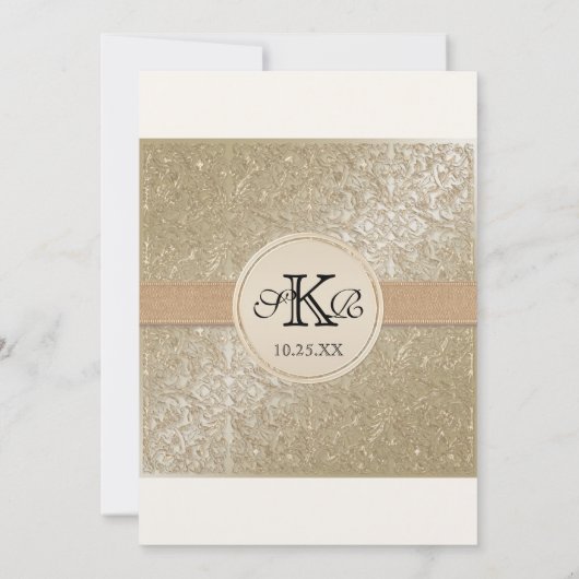 Zwart Stropdas Elegantie, Champagne Cream Trouwkaa Kaart (Achterkant)