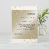 Zwart Stropdas Elegantie, Champagne Cream Trouwkaa Kaart (Staand voorkant)