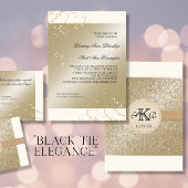 Zwart Stropdas Elegantie, Champagne Cream Trouwkaa Kaart