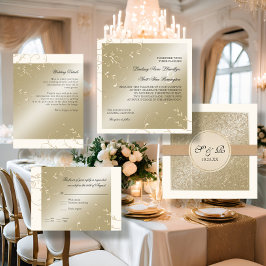 Zwart Stropdas Elegantie, Champagne Cream Trouwkaa Kaart