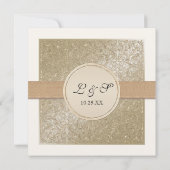 Zwart Stropdas Elegantie, Champagne Cream Trouwkaa Kaart (Achterkant)