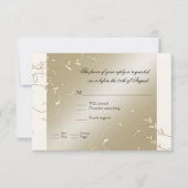 Zwart Stropdas Elegantie, Champagne Cream Trouwkaa RSVP Kaartje (Voorkant)