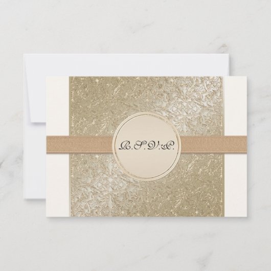 Zwart Stropdas Elegantie, Champagne Cream Trouwkaa RSVP Kaartje (Achterkant)