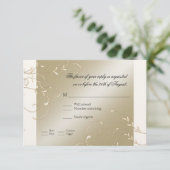 Zwart Stropdas Elegantie, Champagne Cream Trouwkaa RSVP Kaartje (Staand voorkant)