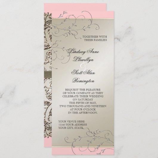 Zwart Stropdas Elegantie, Champagne Silver Bruilof Kaart (Voorkant / Achterkant)