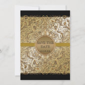 Zwart Stropdas elegantie, Golden Save the Date Inv Kaart (Achterkant)