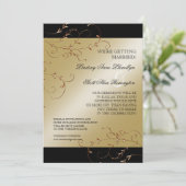 Zwart Stropdas elegantie, Golden Save the Date Inv Kaart (Staand voorkant)