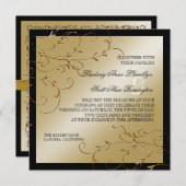 Zwart Stropdas Elegantie, Golden Wedding Invitatio Kaart (Voorkant / Achterkant)