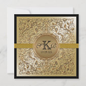 Zwart Stropdas Elegantie, Golden Wedding Invitatio Kaart (Achterkant)