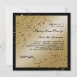 Zwart Stropdas Elegantie, Golden Wedding Invitatio Kaart