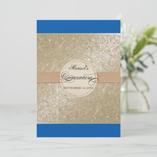 Zwart Stropdas elegantie, kobalt blauw crème Quinc Kaart (Staand voorkant)