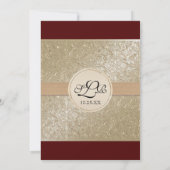 Zwart Stropdas Elegantie, Rode Bourgondische Trouw Kaart (Achterkant)