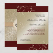 Zwart Stropdas Elegantie, Rode Bourgondische Trouw Kaart (Voorkant / Achterkant)