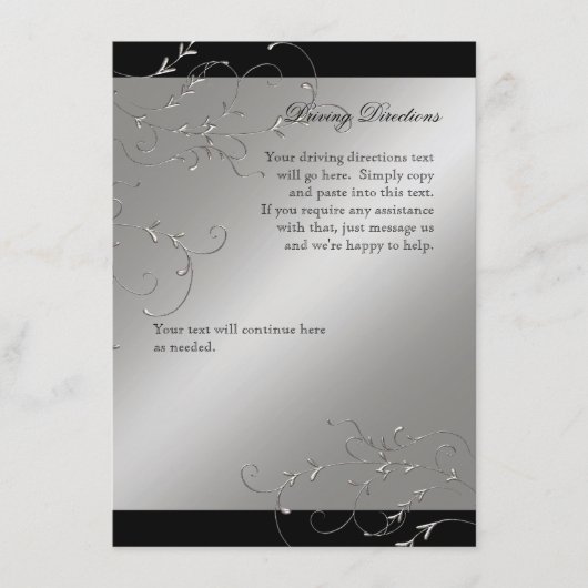 Zwart Stropdas Elegantie, Routebeschrijving Hotel  Informatiekaartje (Voorkant)