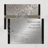 Zwart Stropdas Elegantie, RSVP-Respons Kaarten RSVP Kaartje (Voorkant / Achterkant)