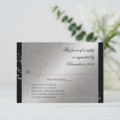 Zwart Stropdas Elegantie, RSVP-Respons Kaarten RSVP Kaartje (Staand voorkant)