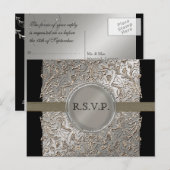 Zwart Stropdas Elegantie, RSVP Response Kaart Brie (Voorkant / Achterkant)