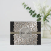 Zwart Stropdas Elegantie, RSVP Response Kaart Brie (Staand voorkant)