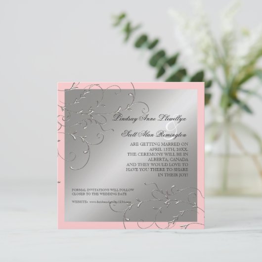 Zwart Stropdas elegantie, zilver sparen de Datum n Save The Date (Staand voorkant)