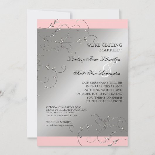 Zwart Stropdas elegantie, zilver sparen de Datum n Save The Date (Voorkant)