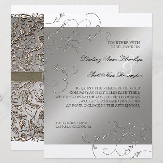 Zwart Stropdas Elegantie, Zilveren bruiloft uitnod Kaart (Voorkant / Achterkant)