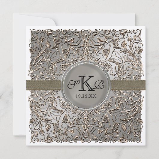 Zwart Stropdas Elegantie, Zilveren bruiloft uitnod Kaart (Achterkant)